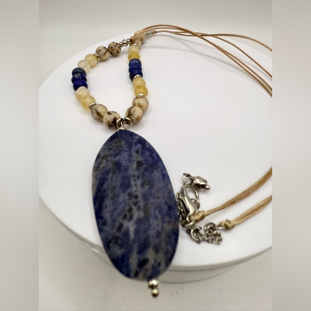 J.Jill Blue Sodalite Beaded Statement Necklace 21” Adjustable - Picture 2 of 3